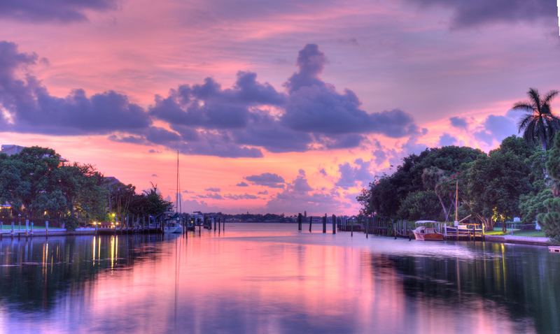 The long-dock sunset view.